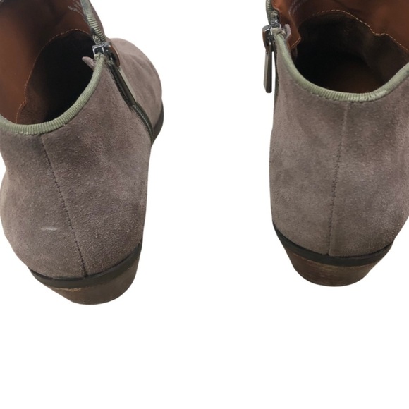 Crown Vintage Women’s Nude Suede Natural Low Heeled Ankle Boot Round Toe Booties - Picture 11 of 16